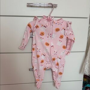 Pink Halloween Kids Onesie With Two Way Zip